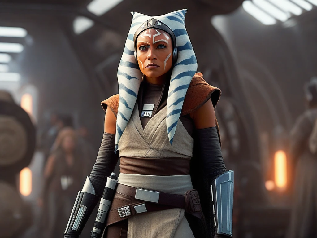 star wars,dynamic pose, ahsoka ,
unreal engine 5 render, a detailed matte photo, photorealism,
crystal clear,(high contrast),
(Gorgeous Photo:1.3) of (Ultra detailed:1.3), 8k, masterpiece, ((ultra detailed:1.1)), 16k textures, cinematic look, intricate,epic, UHD, DSLR, raw photo,
 