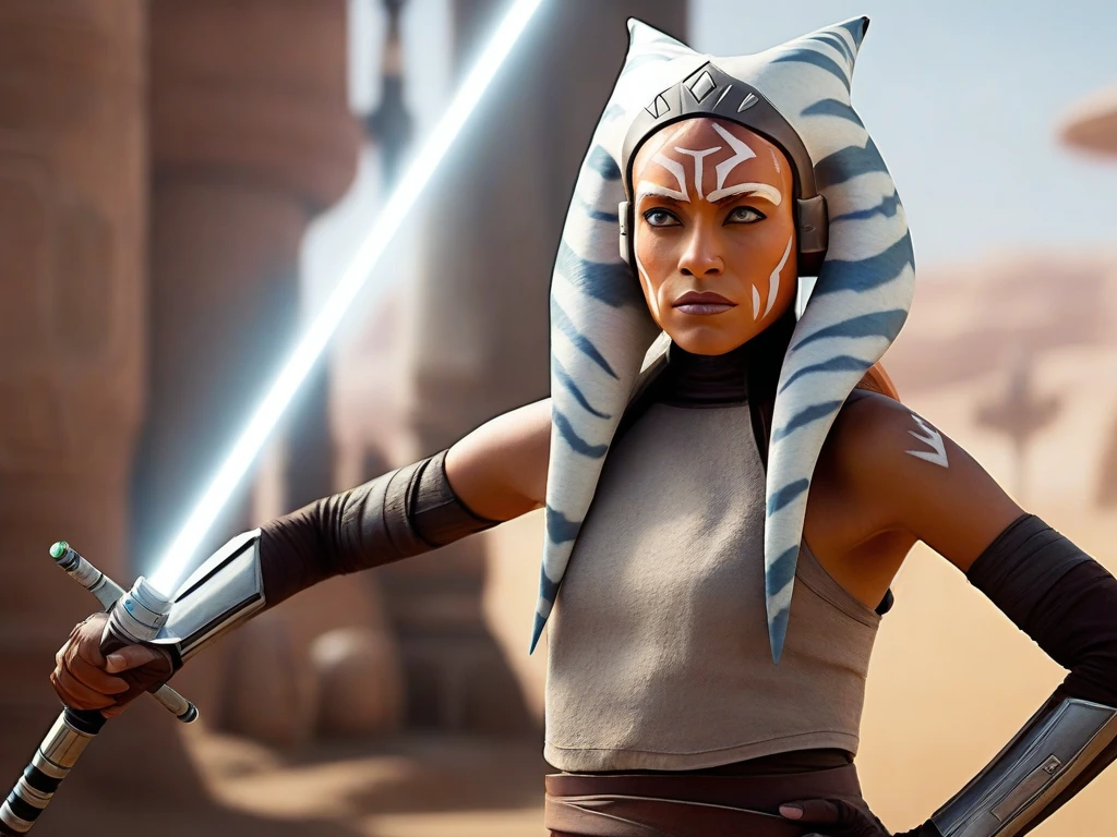 star wars,dynamic pose, ahsoka ,
unreal engine 5 render, a detailed matte photo, photorealism,
crystal clear,(high contrast),
(Gorgeous Photo:1.3) of (Ultra detailed:1.3), 8k, masterpiece, ((ultra detailed:1.1)), 16k textures, cinematic look, intricate,epic, UHD, DSLR, raw photo,
 