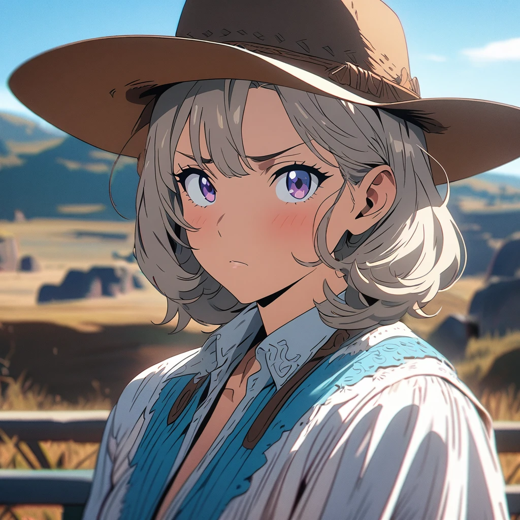 Masterpiece, ultra detailed, beautiful,Super Saturation, anime style,1 person, western cowboy 🤠,nevada