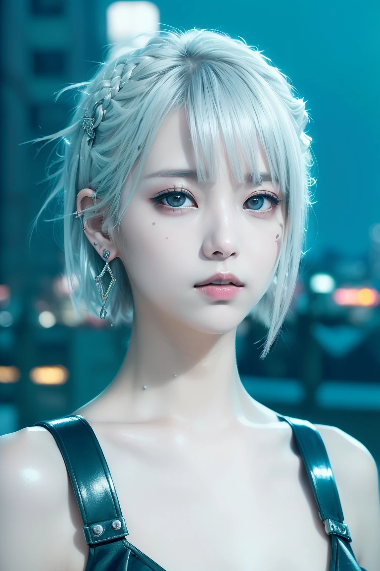 ((rooftop building: 1,3)), ((german_punk, alone, Medium shot, Rooftop walk in Harajuku, ((nighttime)), blur, neon light, Rainbow eyes, starry sky, silver hairเรืองแสง, White eyebrows, shiny hair, (silver hair), Earring, good, decorations, smooth dull, Busy-eyed, Background blur, blur, decorationsผม, stare, short hair, Portrait, Side Lock Take a break ((girlสวีเดน, white skin, white people)),((Women's work clothes:1.3)), Take a break (girl: 1. 1),(charm: 1. 3),(nighttime),(Model: 1.3)),Take a break ((earring, ring)), cowboy shoot,((Tall person)),((robot)),((look up)),((top view:1. 3)), from above, looking at camera,((event companion)),(not wearing clothes)) not wearing underwear))、hip、bottom、bend、((see pussy)), ((Spread your legs)), ((Small tits)), ((small breasts)), ((Flat chest))