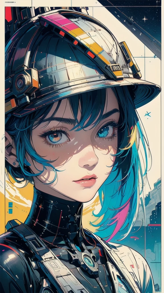 (((masterpiece, highest quality))),(((solo:1.2))),(((1girl:1.2))),32k wallpaper, very detailed, poster, vintage science fiction,(((((geometric cinematic movie poster))))), ((bauhaus)),(shape),(((abstract))),(mid century modern),movie poster,(((((portfolio))))),(((((Close-up))))),(((((bust up))))),((((more various angle)))),(((highlight))),Vast landscape,((((heterochromia)))),(((complete. detailed face))),(((Extremely talented))),(((most complecated machine))),(Colorful color scheme)