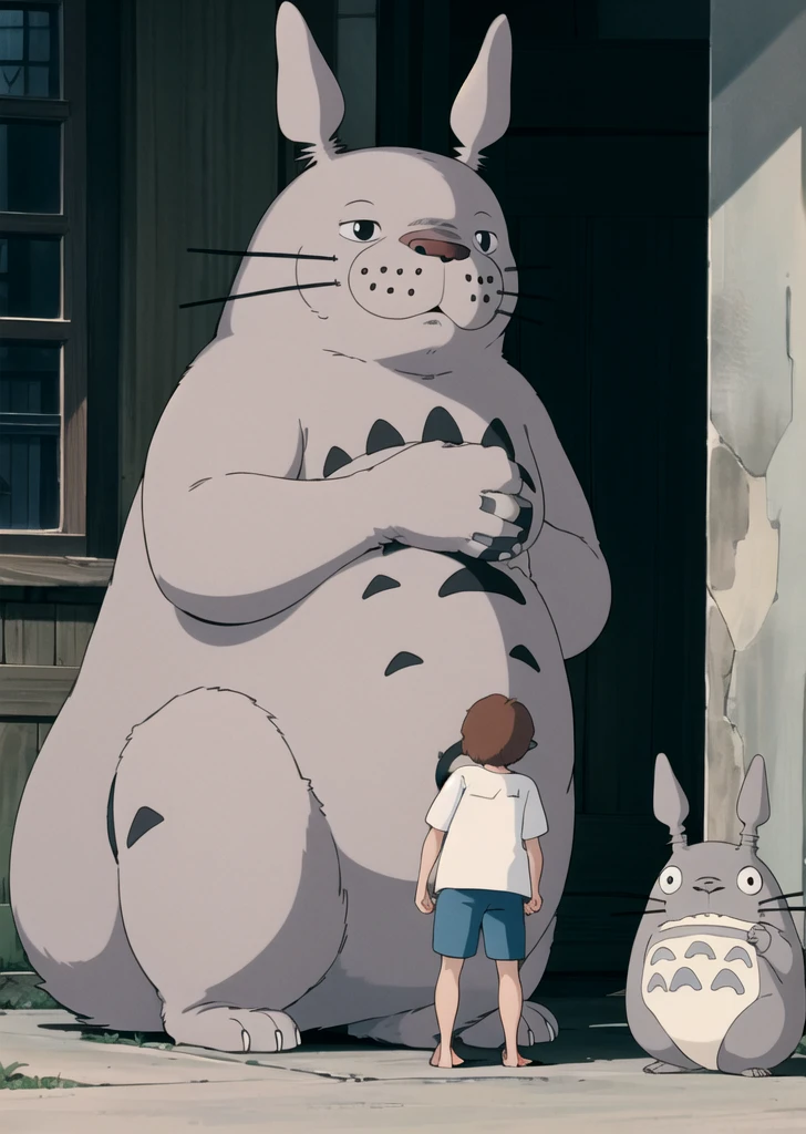 (((ghibli style))),Cute big cat with Totoro