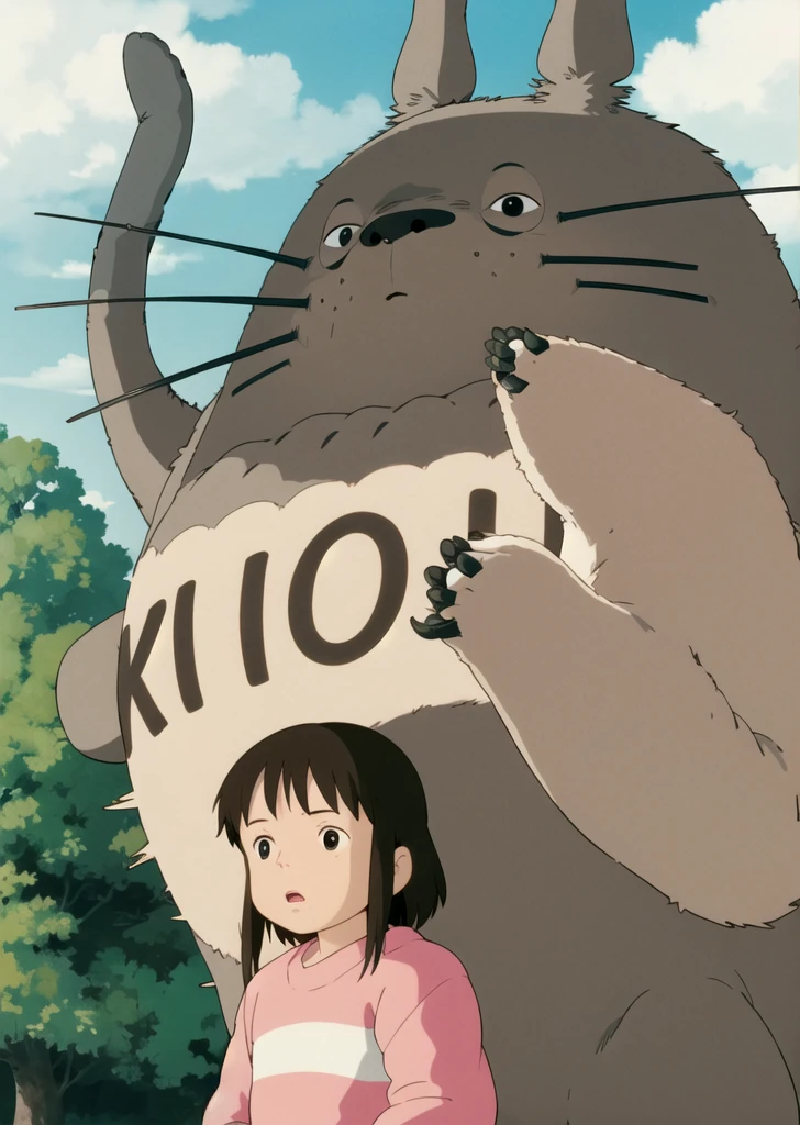 (((ghibli style))),Cute big cat with Totoro