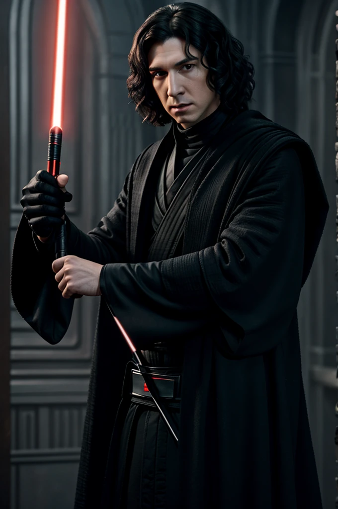 Kylo Ren using a Harry Potter wand