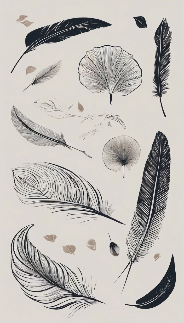 Minimalistic logo design of a white feather with memories of birds for the brand “Penamemoria".