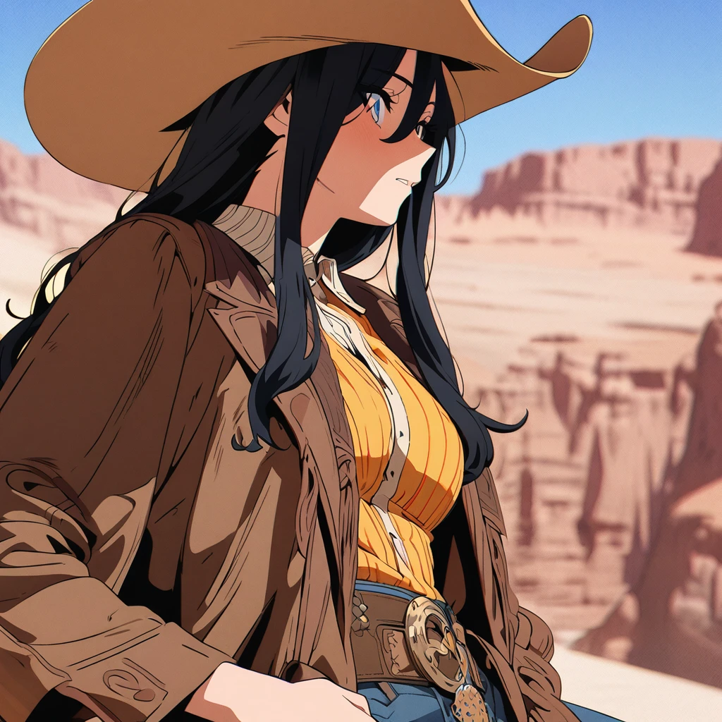 Masterpiece, ultra detailed, beautiful,Super Saturation, anime style,1 person, western cowboy 🤠,nevada