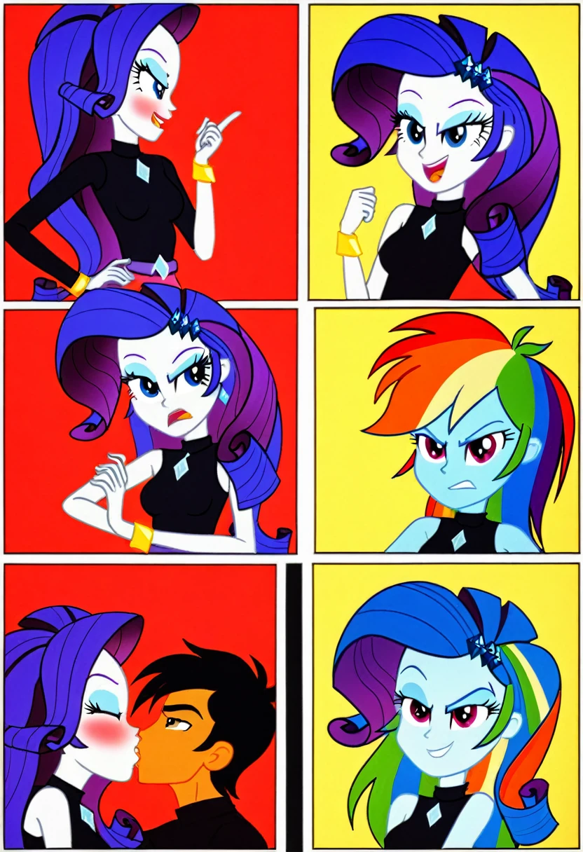 Eqg angry rainbow dash  at a school in  in bodystocking comic kiss rarity 