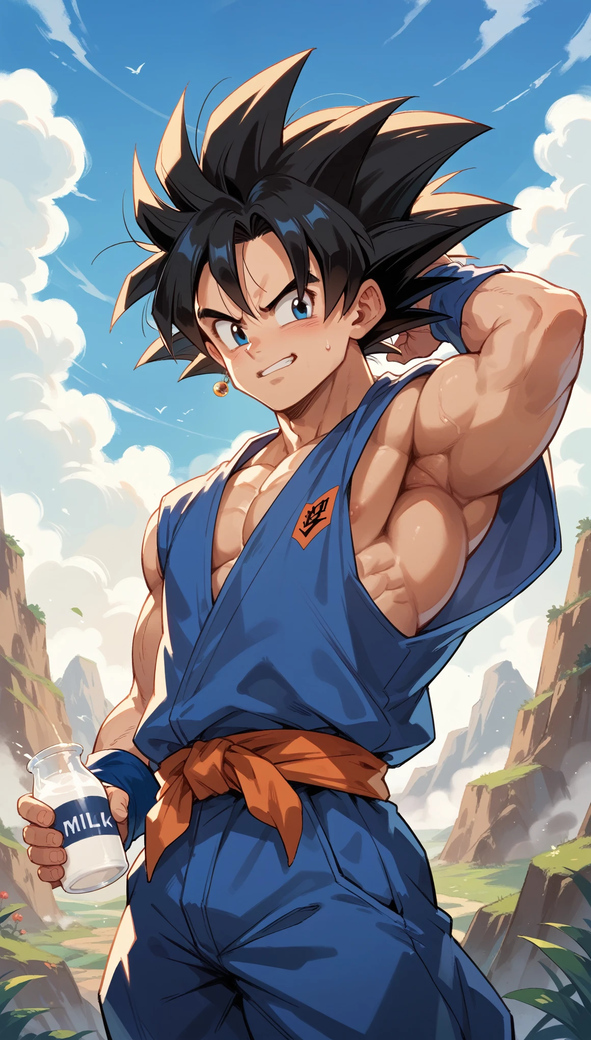 milk, Goku&#39;s wife, big breasts and butt, pose sensual, super horny look