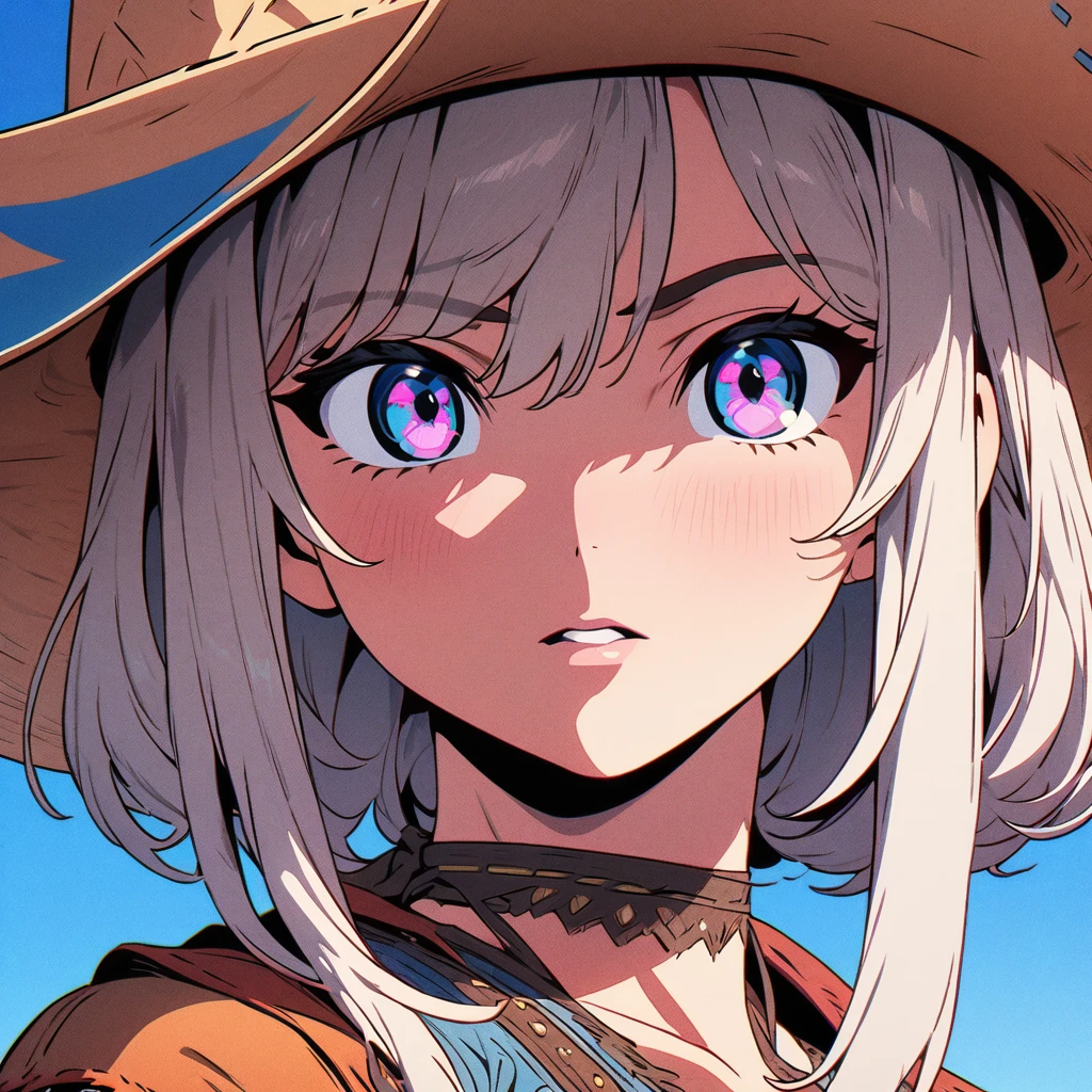 Masterpiece, ultra detailed, beautiful,Super Saturation, anime style,1 person, western cowboy 🤠,nevada