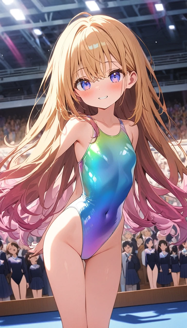 highquality illustration, masterpiece, very delicate and beautiful, attractive girl,((gymnastics leotard,tight-fit
leotard,long sleeve leotard,long_sleeve leotard,high_leg leotard,athletic leotard,floral patterns leotard,iridescent gradient leotard)), audience reactions,thin,slender body,slim,high school,gymnasium,gymnastics club,beautiful eyes,(masterpiece, best quality:1.2), highres, extremely detailed CG unity 8k wallpaper, perfect lighting, Colourful, ultra-high res,4K,ultra-detailed, photography, 8K, HDR, ,cowboy shot,