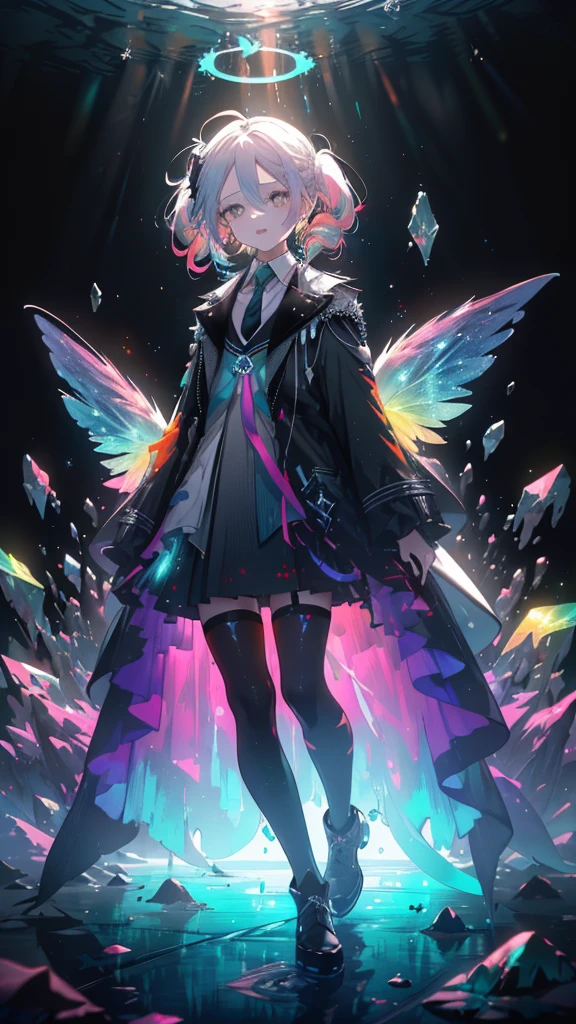 (Highest picture quality),(Master's work),(ultra-detailed),(Detailed eye description:1.0),(lens flare:1.0),(movie poster:1.0),(Tarot border:1.0),the portrait is centered,(close-up:1.0),(nagative space:0.8),(negative space:1.6),(solo),(floating colorful {wind|water magic|ink|crystals|ice|fire|flame|lightning|web|rocks|sand|particles|sparkles|blood}:1.0),(many colorful {soap bubbles|clouds|thorns|spikes|vines|currents|spirals|halos|wings|tatoos|cubes|octahedron}:1.0),(floating {red|green|blue|aqua|purple|yellow|black|white|grey|pink|orange|lime} {ribbons|feathers|particles|blades|droplets|snowflakes|soft balls}:1.0),({crystal|ice|fire|flame|wind|water|earth|stone|space|musical|sonic|vortex} {magic|wings}:1.0), ({ray tracing,glowing|dappled sunlight,light rays,caustics|night,black theme|mysterious,eerie|easygoing,pastel}:1.2), ({colorful|iridescent|multicolored}:1.0),(beautiful detailed glow:1.0),({leaning forward|leaning back|leaning to the side|}:1.2),{(smile:1.0)|(smirk:1.0)|(grim expression:1.0)},({small|small||lips,eyelashes}:1.0),{(open mouth:1.0)|(closed mouth:1.0)|},({eyelashes|eyeshadow||}),{one eye closed|||},({red|green|blue|aqua|purple|yellow|black|white|grey|pink|orange|lime} hair:1.4),({short|long|medium} hair:1.0),({from below|from above|from side|from behind|facing viewer}:1.3),(halo:1.3),(head tilt:1.0),(dynamic pose:1.1),(asymmetrical hair:1.2),({red|green|blue|aqua|purple|yellow|black|white|grey|pink|orange|lime} {armor|dress|collared shirt|suit|outfit}:1.0),({formal|military|techwear|urban style|casual,casual clothes|fantasy,magician|feral,tribal|sci-fi,futuristic}),({plaid skirt|layered skirt|puffy dress|tights|pants|shorts}),({red|green|blue|aqua|purple|yellow|black|white|grey|pink|orange|lime} {eyes|eyes|pupils}:1.4),{(forehead:1.5),asymmetrical bangs|diagonal bangs|hair between eyes|blunt bangs|swept bangs},{one eye covered|ponytail|high twintails|||},{straight hair|wavy hair|drill hair||},{long coat|suit jacket|cloak|sweater|tie||}