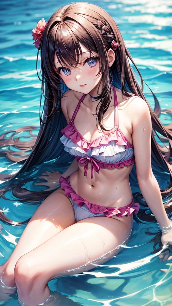 Beautiful anime girl, young, swimsuit lookbook