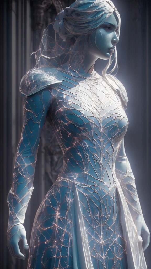((Best quality)), (Masterpiece)), (Details:1.4), Beautiful enchantress woman image,hdr,HighDynamicRange),Ray tracing,NVIDIA RTX,Super resolution,Unreal 5,Subsurface scattering,PBR Texture,Post-processing,Anisotropic filtering,Depth of field,Maximum clarity and sharpness,Many-Layer Textures, Albedo and specular maps, Surface coloring, Accurate simulation of light-material interactions, Perfect proportions, Octane rendering, Two-tone lighting, Wide aperture, Low ISO, White balance, Rule of thirds, 8K raw data, Otherworldly, Blue veins, White clothing