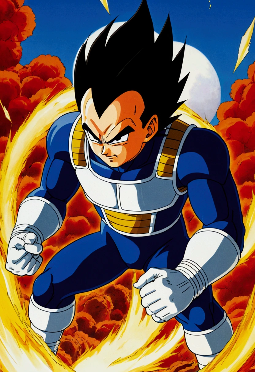 Vegeta releasing his fighting power, made by Akira Toriyama