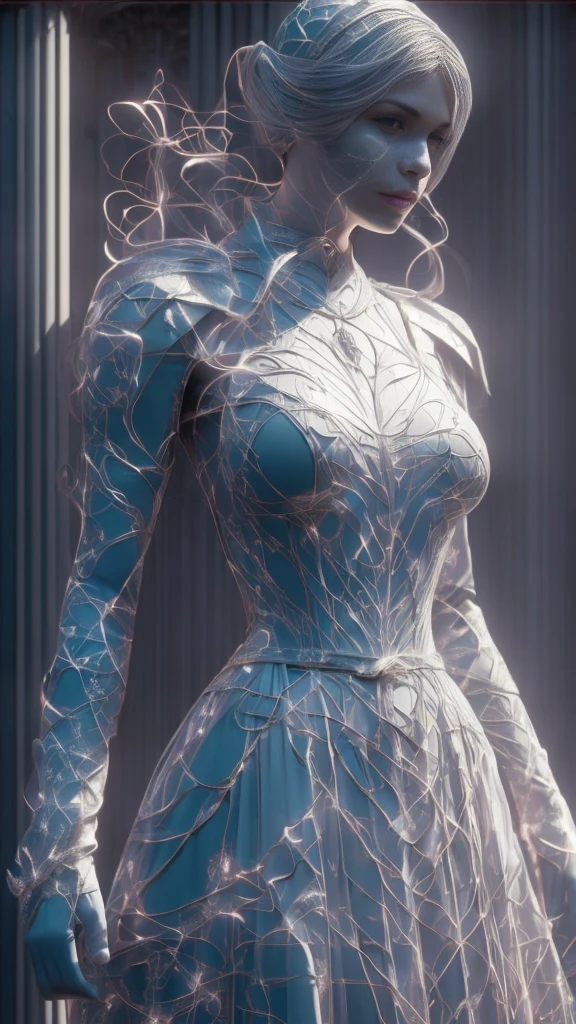 ((Best quality)), (Masterpiece)), (Details:1.4), Beautiful enchantress woman image,hdr,HighDynamicRange),Ray tracing,NVIDIA RTX,Super resolution,Unreal 5,Subsurface scattering,PBR Texture,Post-processing,Anisotropic filtering,Depth of field,Maximum clarity and sharpness,Many-Layer Textures, Albedo and specular maps, Surface coloring, Accurate simulation of light-material interactions, Perfect proportions, Octane rendering, Two-tone lighting, Wide aperture, Low ISO, White balance, Rule of thirds, 8K raw data, Otherworldly, Blue veins, White clothing