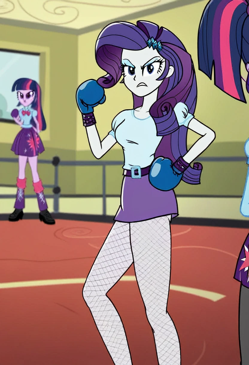 Eqg angry Twilight sparkle at a school in  in fishnet tights  boxing rarity