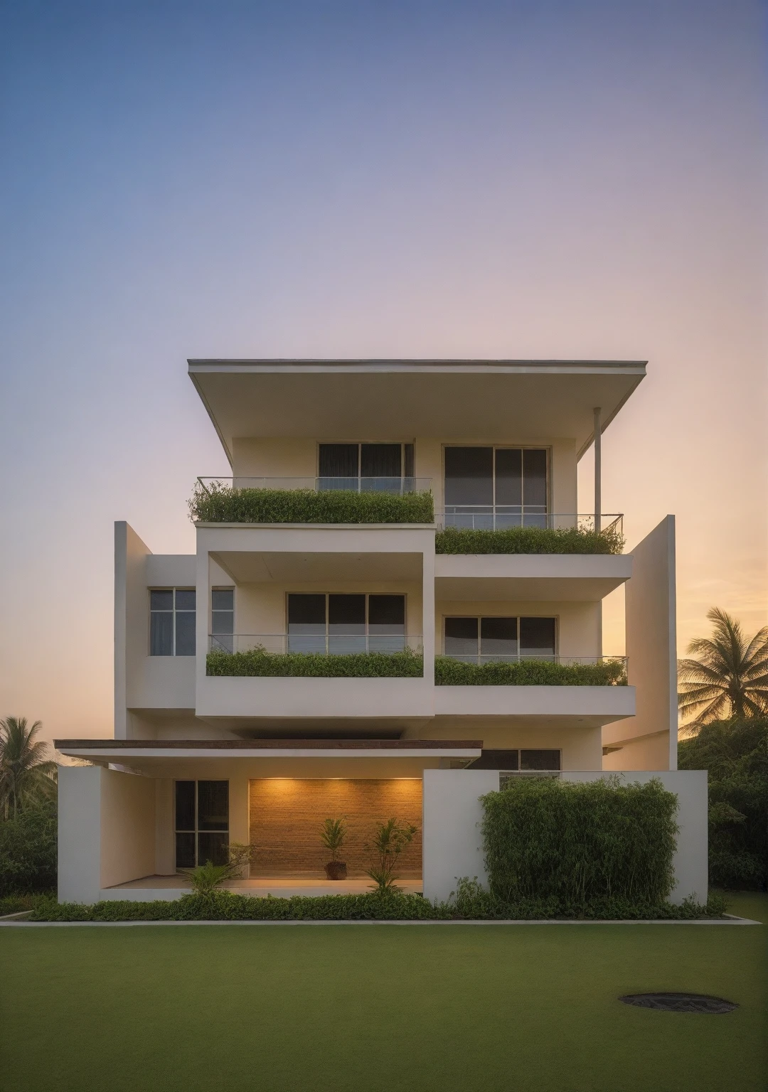 headquarter of Local caft Resort , coconut trees, greenery landscape, along the white beach, clear sky, sunrise time, warm lighting RAW Photo, RAW texture, Super Realistic, 32K UHD, DSLR, soft lighting, high quality, film rating, Fujifilm XT3 