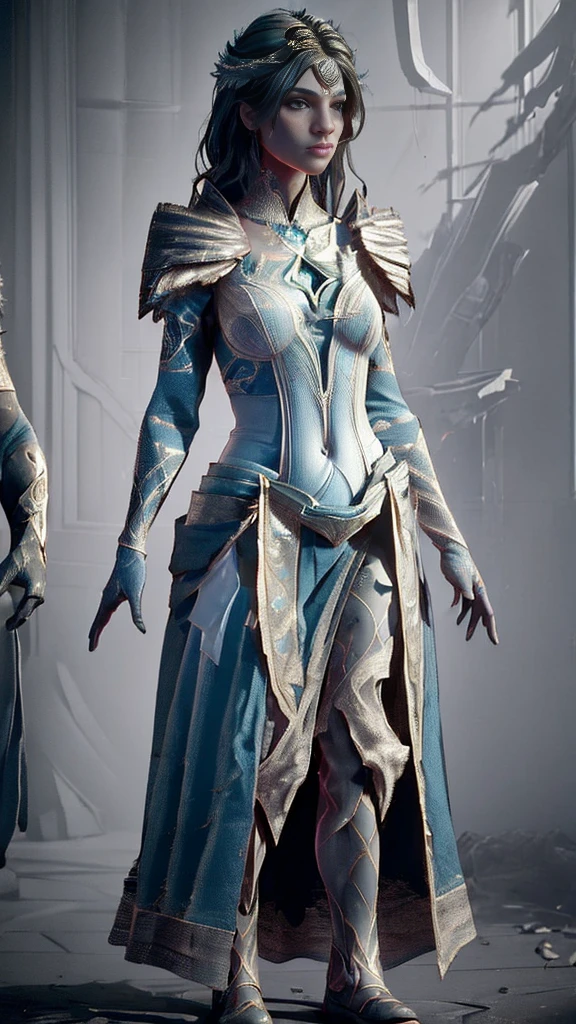 ((Best quality)), (Masterpiece)), (Details:1.4), Beautiful enchantress woman image,hdr,HighDynamicRange),Ray tracing,NVIDIA RTX,Super resolution,Unreal 5,Subsurface scattering,PBR Texture,Post-processing,Anisotropic filtering,Depth of field,Maximum clarity and sharpness,Many-Layer Textures, Albedo and specular maps, Surface coloring, Accurate simulation of light-material interactions, Perfect proportions, Octane rendering, Two-tone lighting, Wide aperture, Low ISO, White balance, Rule of thirds, 8K raw data, Otherworldly, Blue veins, White clothing