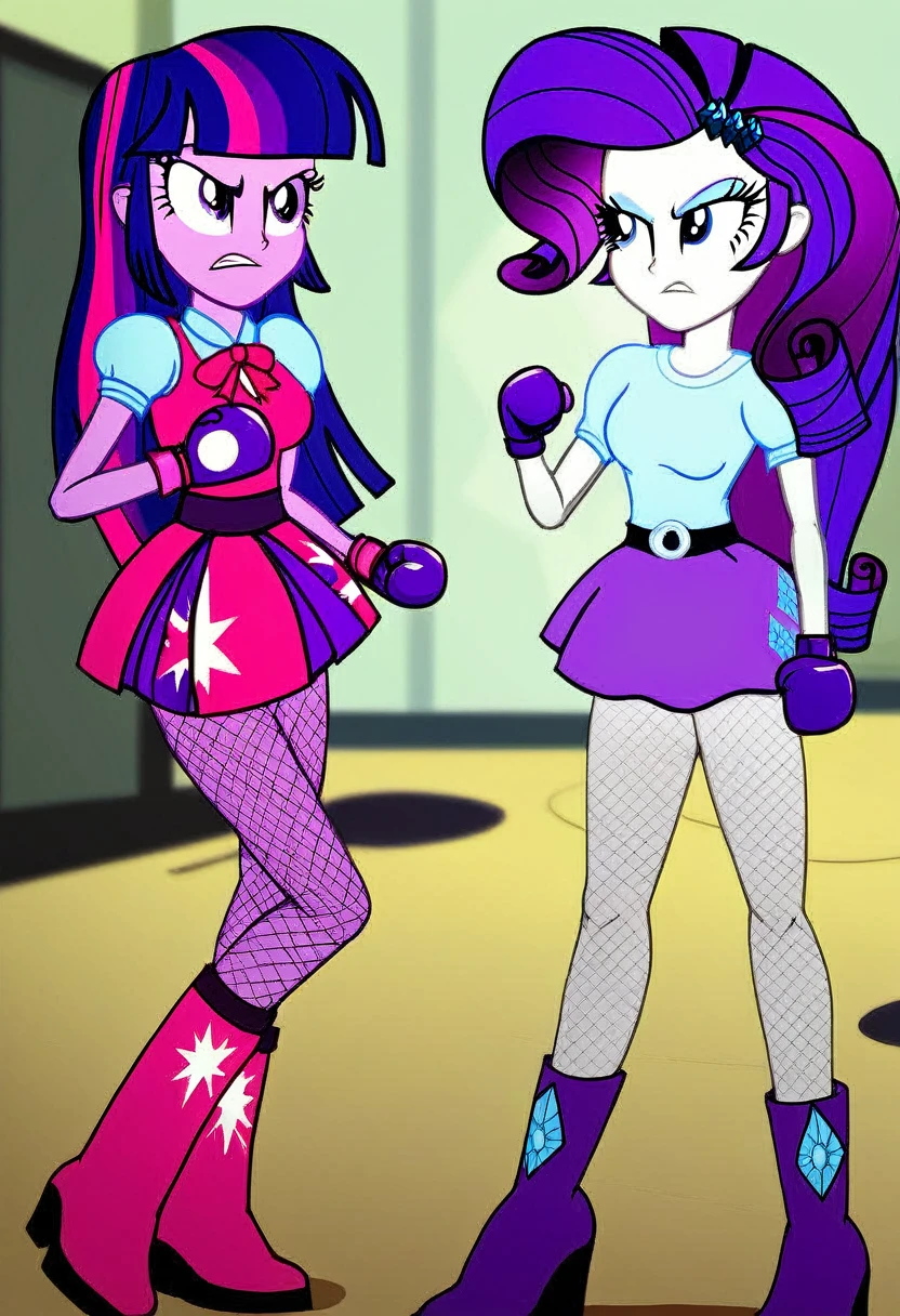 Eqg angry Twilight sparkle at a school in in fishnet tights boxing rarity