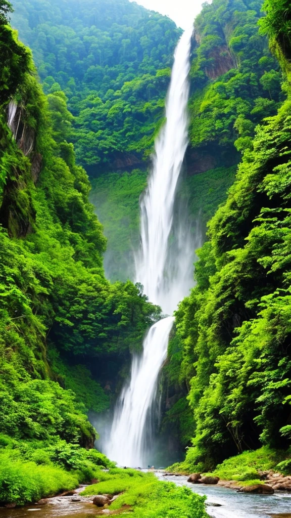 there is a waterfall in the middle of a lush green forest, forest and waterfall, lush and green, waterfall below, with waterfalls, an endless waterfall, water fall, with trees and waterfalls, with a waterfalls, stunning waterfall, peaceful beautiful waterfall, waterfall falling down, beautiful stunning waterfall, waterfall backdrop, mist from waterfall, lush forests, water falls, beautiful waterfall