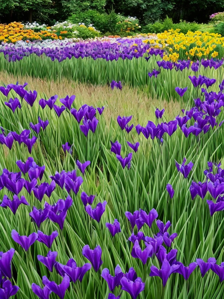three black gladiols in a garden with green grass, black flowers, purple and scarlet colours, nice deep colours, black and red colors, crimson - black color scheme, by Andre de Krayewski, red irises, black-crimson color scheme, their irises are red, with black vines, rich deep colors. a masterpiece, red and black colors