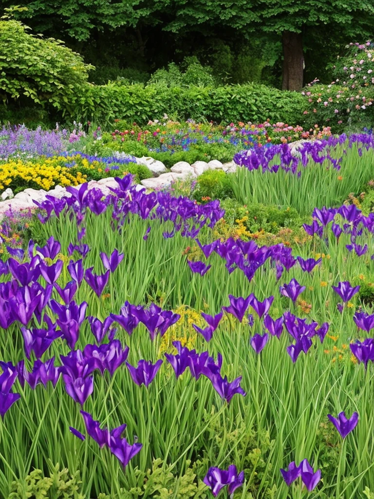 three black gladiols in a garden with green grass, black flowers, purple and scarlet colours, nice deep colours, black and red colors, crimson - black color scheme, by Andre de Krayewski, red irises, black-crimson color scheme, their irises are red, with black vines, rich deep colors. a masterpiece, red and black colors