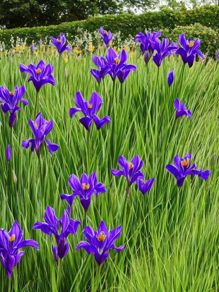 three black gladiols in a garden with green grass, black flowers, purple and scarlet colours, nice deep colours, black and red colors, crimson - black color scheme, by Andre de Krayewski, red irises, black-crimson color scheme, their irises are red, with black vines, rich deep colors. a masterpiece, red and black colors