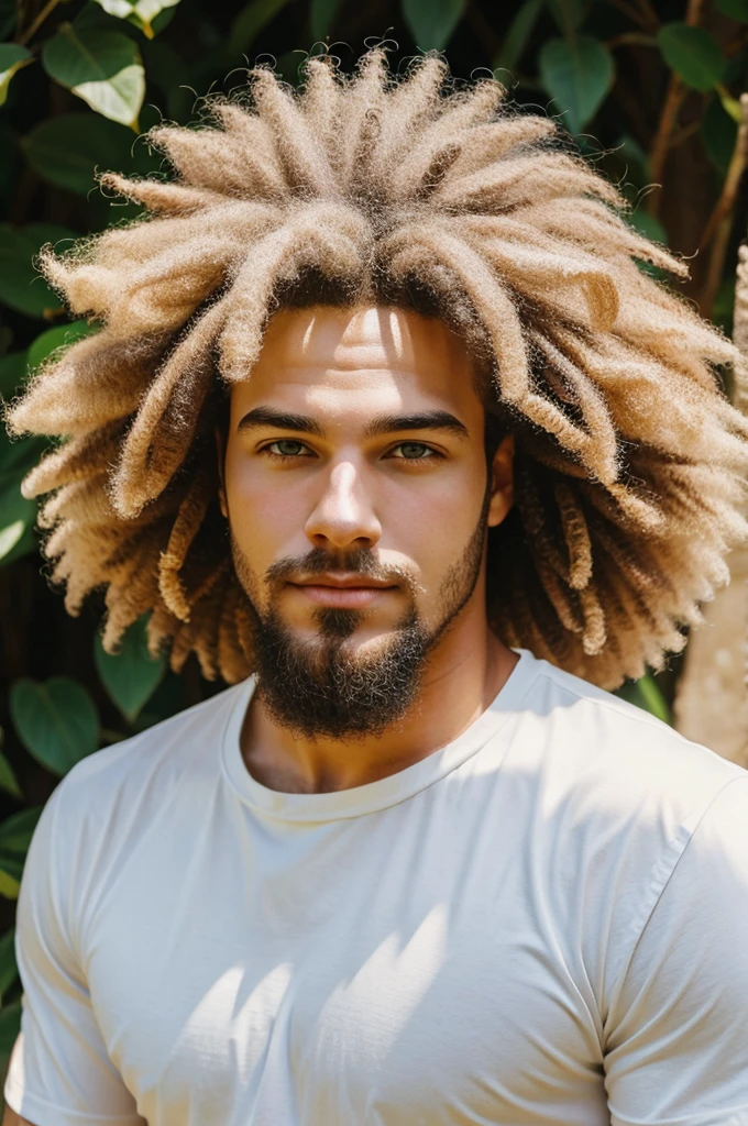 Guy with thick white afro hairs