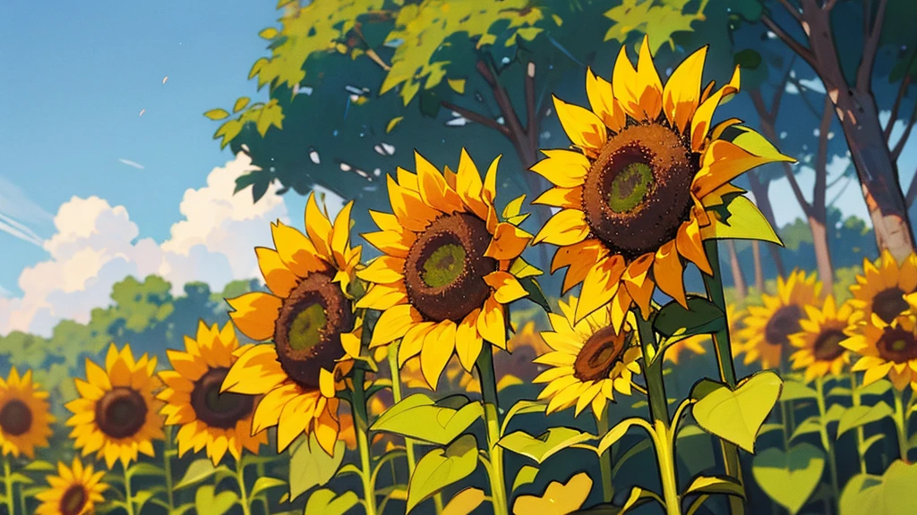 Sunflowers blooming in the park