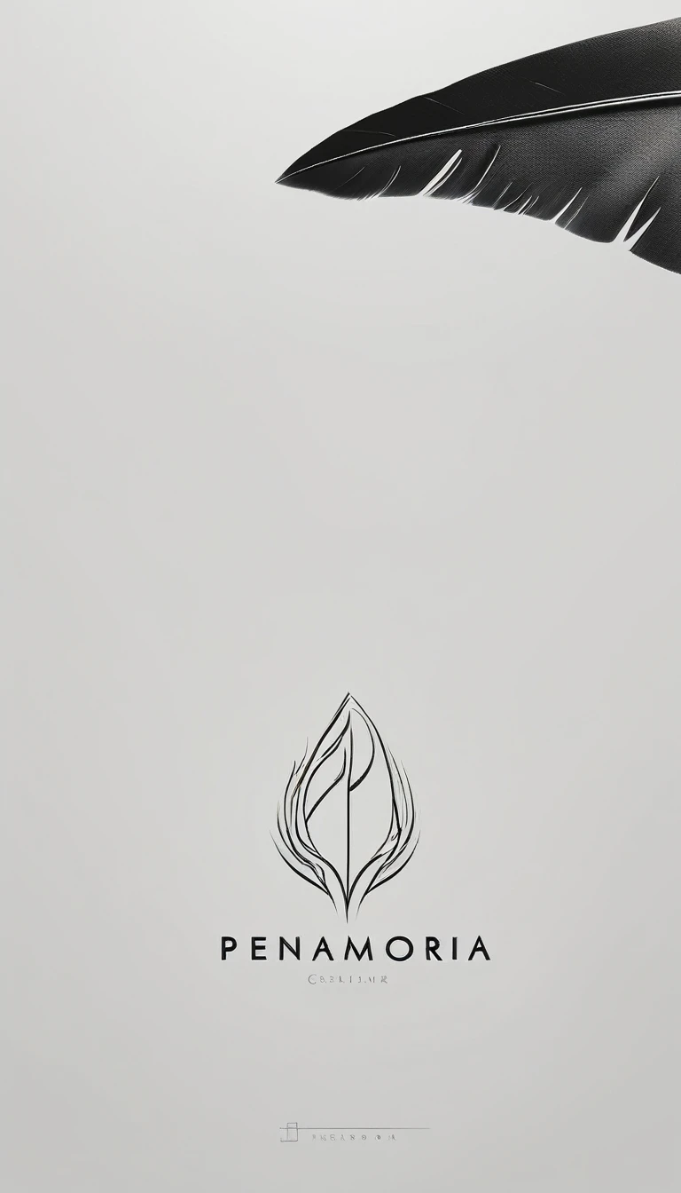 A minimal, modern, simple, cinematic logo design for the brand “Penamemoria". Create a modern, minimalistic, high-quality, logo of a feather and a bird
