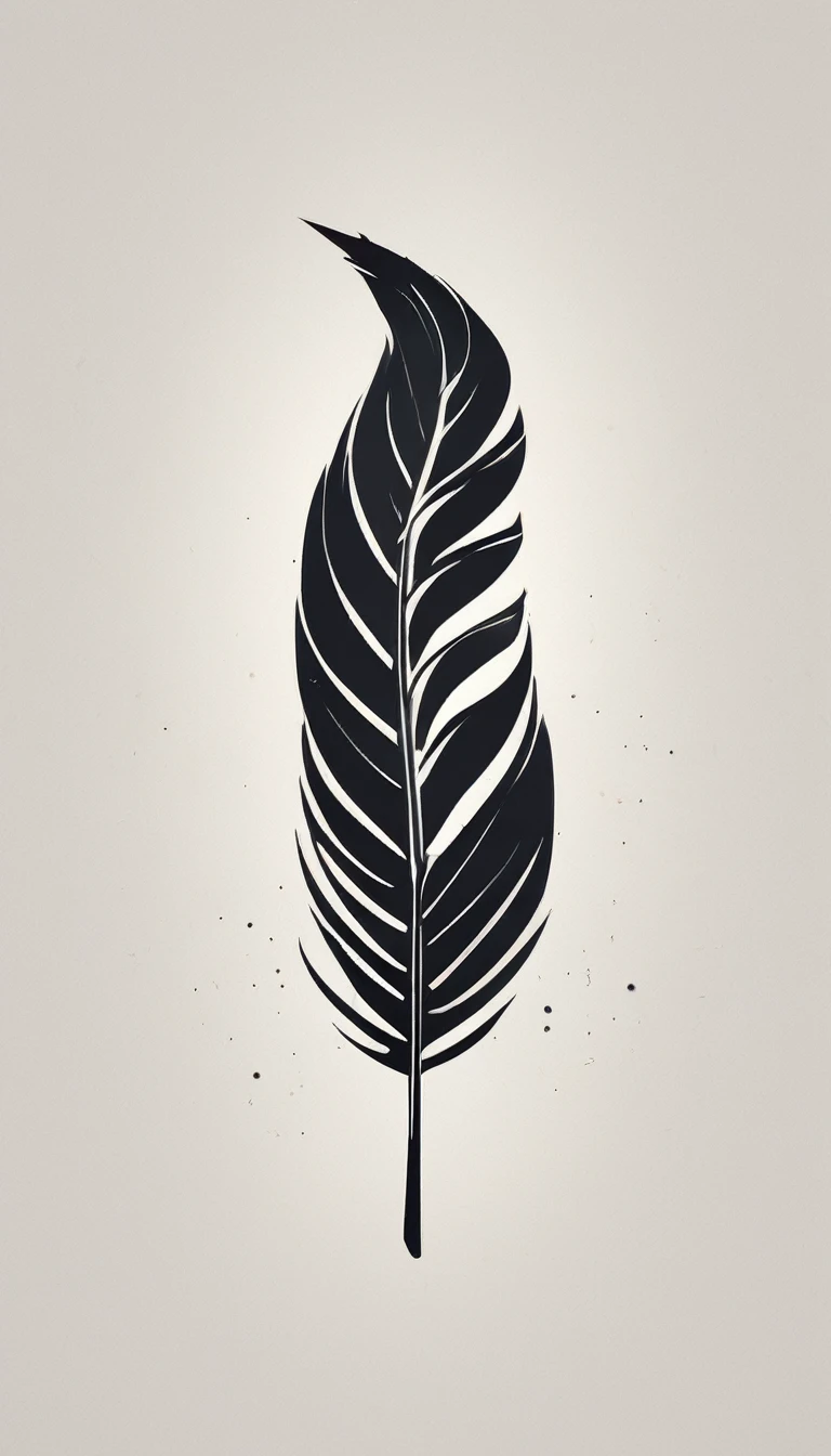 A minimal, modern, simple, cinematic logotype for the brand “Penamemoria". The logotype must be a simple, magical feather and a boy with an acoustic guitar. The logo must convey a sense of music, stories, dreams and a creative companionship between the feather and the boy. Logo design impressed on a book cover. Minimalistic logo
