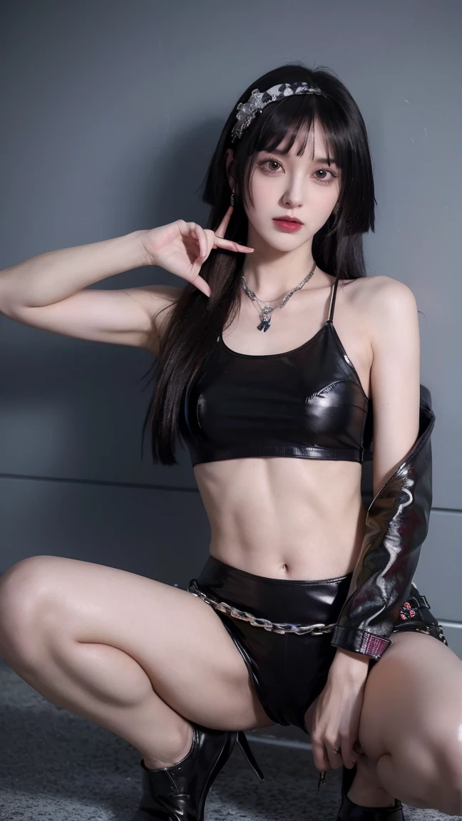 (masterpiece), best quality, HD, 4K, perfect face, black hair, leaked cum, socks, drunken eyes, hetero, torned dirt leather Jacket, hairband, black long messy hair, arrogant assassin, collarbone, prostitution, muscular, knee, ABS collarbone, dirty booty, shoes, sweaty, cums dumped, wet dirty pulll leggings leather, wet tight, sticky, horny, skinny body, hot, sweats, slum background, bitch, clothed sexually, nipples, glowing red eyes, after sex, Saliva lips, KPop idol, free sex, hell, whore prostitute, breasts, drugs, tags necklace, piercings, tally, fuck finger, bracelets, jewellery, navel piercings, legs tattoos, jewels, anklet, buds, lips, drugged, addict junkies, chains, mud dirty, holding syringe, heart-shaped pupils, full-face blush, smiles, happy, scar on skin, humanity, pills syringe on floor, sick, lips piercings, goth, eyelashes, legs, mindbreak, latex bloody, bloods, holding katana sword, smoking cigarettes