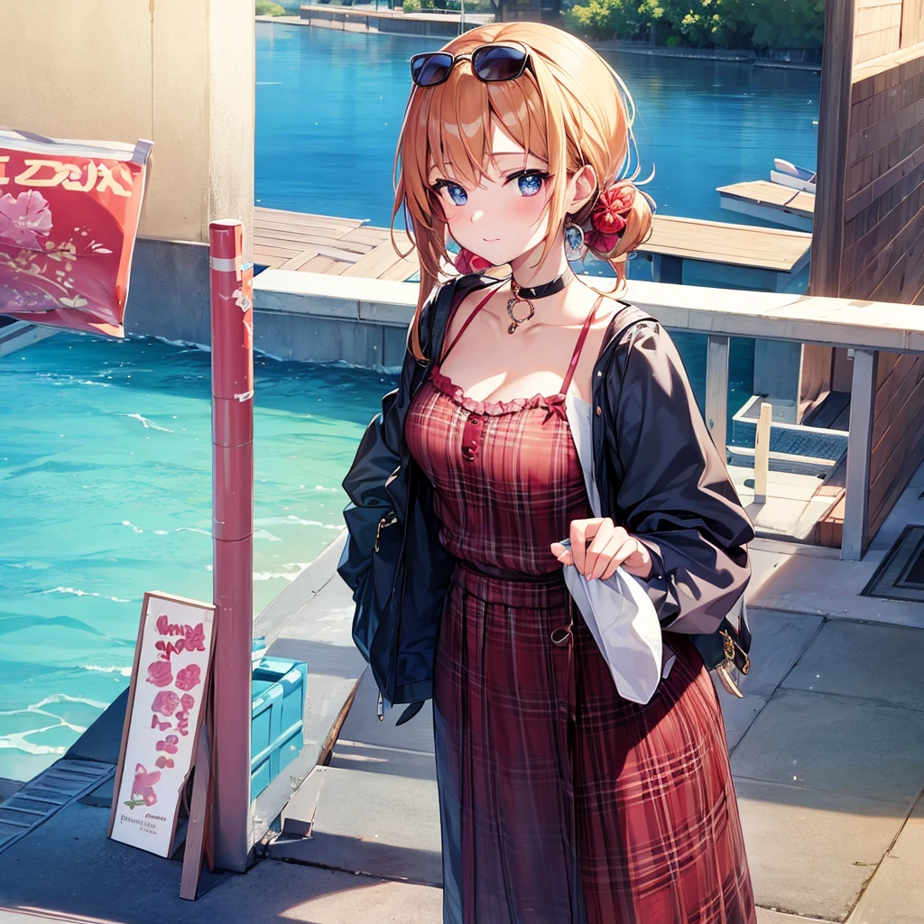 Beautiful anime girl, young, summer vacation lookbook