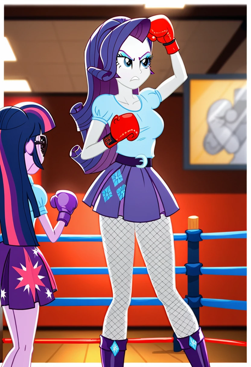 Eqg angry Twilight sparkle at a school in in fishnet tights boxing rarity in ring