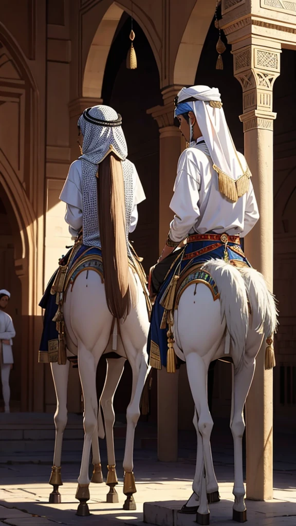 ancient arabian society. Stand. Turn around. Facing away the camera