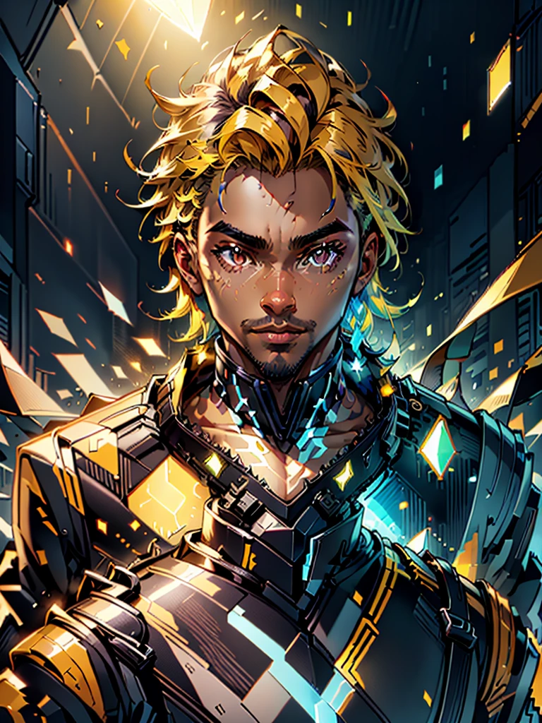 fabulous pixel art of handsome futuristic idols b pixel art, beautiful and detailed pixel art, hyper detailed pixel art, conceptual pixel art, high quality pixel art, high quality pixel art, high quality pixel art, high quality pixel art, bioluminescent lighting, colorful, high contrast colors, Pixel art style, Pixel art:3, 4k, beautiful, dark skin, yellow pattern, male, man.