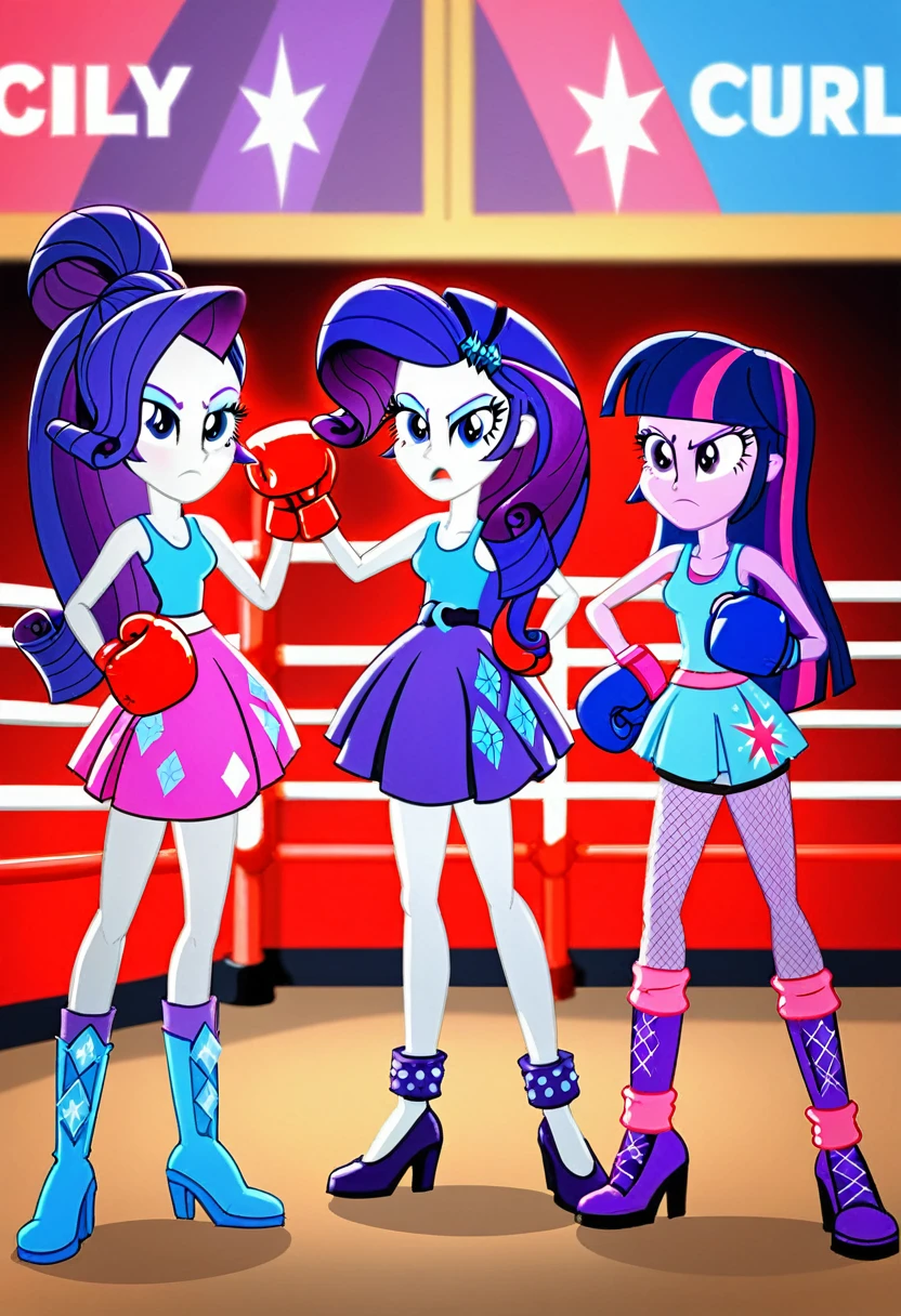 Eqg angry Twilight sparkle at a school in in fishnet tights boxing rarity in ring
