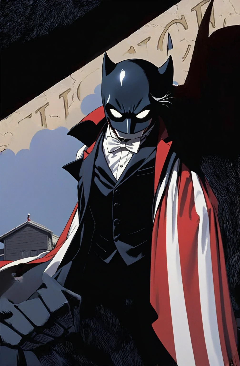 Batman no face, wearing tuxedo