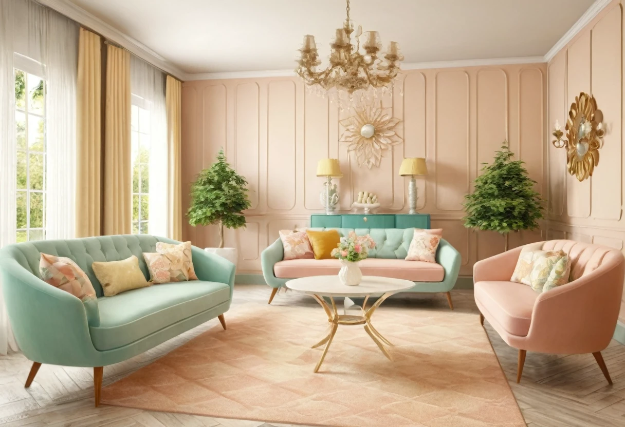 photo of Retro luxury simple interior style
Using furniture and decoration from previous decades, usually the 50s, 60s, 70s.
Color: Bright colors, unique patterns, pastel colors. UHD, 8K, super highly detailed, Ultra super HD, Ultra sharpen image
