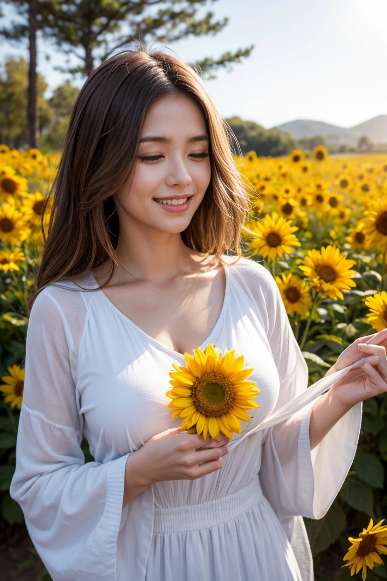 "Create an image of a 30-year-old woman, smiling and energetic, surrounded by elements that represent immunity and health, such as a shield, flowers, or a sunny background. Incorporate propolis, vitamin B6, and magnesium glycinate into the image, perhaps as subtle details or as part of a natural setting. The overall mood should be uplifting and empowering, conveying the idea that these natural remedies can help boost immunity and combat fatigue and illness."