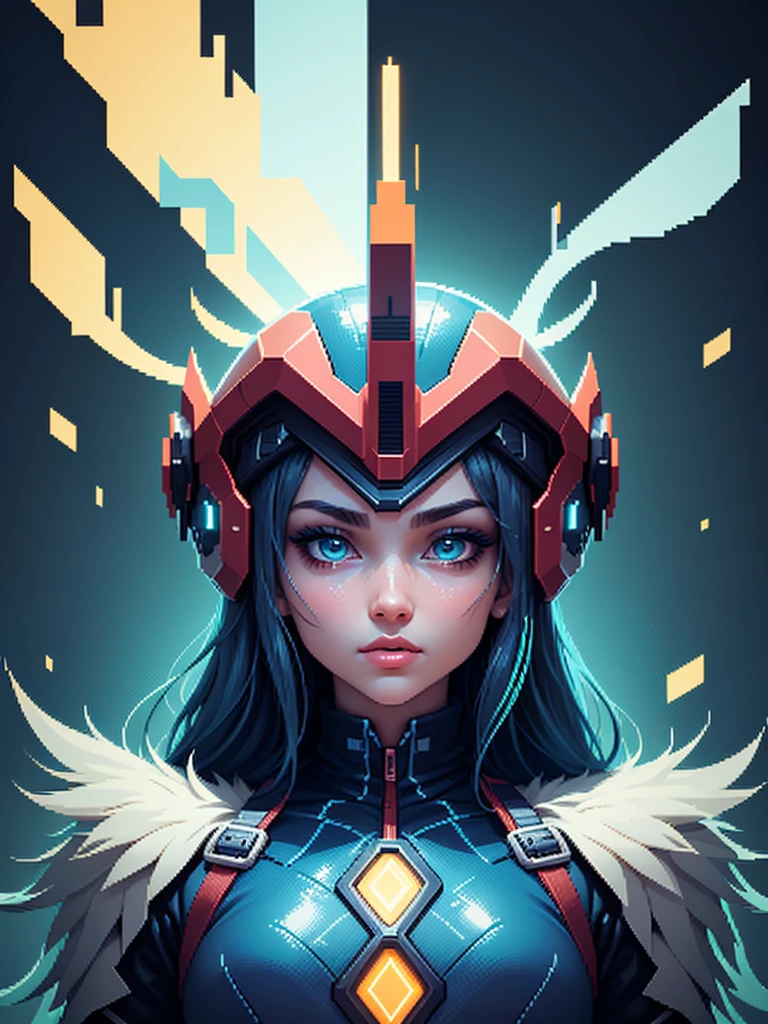 fabulous pixel art of beautiful futuristic idols b pixel art, beautiful and detailed pixel art, hyper detailed pixel art, conceptual pixel art, high quality pixel art, high quality pixel art, high quality pixel art, high quality pixel art, bioluminescent lighting, colorful, high contrast colors, Pixel art style, Pixel art:3, 4k, beautiful, helmet