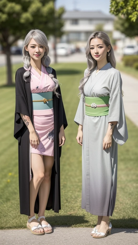 Cute Japanese female, (16 years old), (very cute face), white moisturized skin, (pink bright eyes: 1.6), (full body: 1.4),
BREAK,
(very beautiful berserker: 1.3), (kicking: 1.3), ninja pose, Japanese sword,
BREAK,
earrings, short length, (black grass tattoo on body: 1.3), (full body: 1.4),
BREAK,
(cute kimono: 1.2), (black haori: 1.2), (crowd),
BREAK,
(super long hair), (light grey hair: 1.4), (gradient hair: 1.3), (red tips: 1.3),
BREAK,
(realistic: 1.3), masterpiece, perfect lighting, (ultra high resolution), (8K), (highly detailed: 1.4), (Full body: 1.4), (Symmetrical: 1.2), (One shot), (Raising legs: 1.2),
BREAK,
(Japanese city: 1.2), (Crowded),
BREAK,
(Demon Slayer: 1.4), (Haruka Ayase), (Nezuko Kamado),