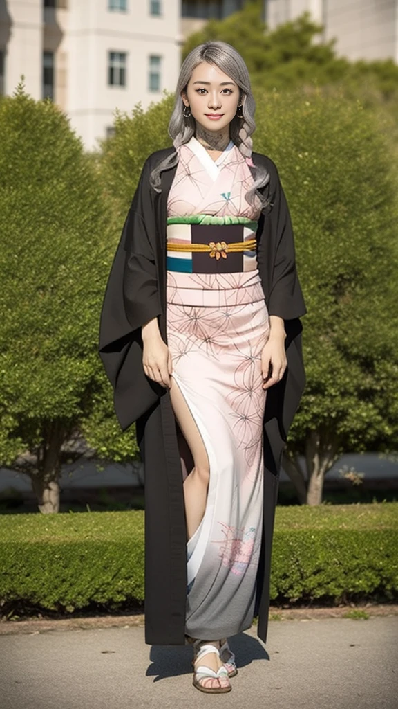 Cute Japanese female, (16 years old), (Very cute face), White moist skin, (Pink bright eyes: 1.6), (Full body: 1.4),
BREAK,
(Very beautiful berserker: 1.3), (Kicks: 1.2),
BREAK,
Earrings, Short length, (Black grass tattoo on body: 1.3),
BREAK,
(Cute kimono: 1.2), (Black haori: 1.2), (Crowded),
BREAK,
(Super long hair), (Light gray hair: 1.4), (Gradient hair: 1.3), (Red tips: 1.3),
BREAK,
(Realistic: 1.3), Masterpiece, Perfect lighting, (Ultra high resolution), (8K), (Very detailed: 1.4), (Full body: 1.4), (Symmetrical: 1.2), (One shot), (Kicks: 1.2),
BREAK,
(Big Japanese city: 1.2), (Crowded),