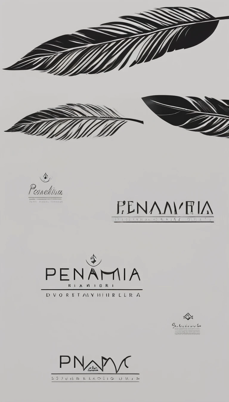 A minimal, modern, simple, cinematic logo design for the brand “Penamemoria". Create a modern, minimalistic, high-quality, logo of a feather that convey a sense of memories and dreams