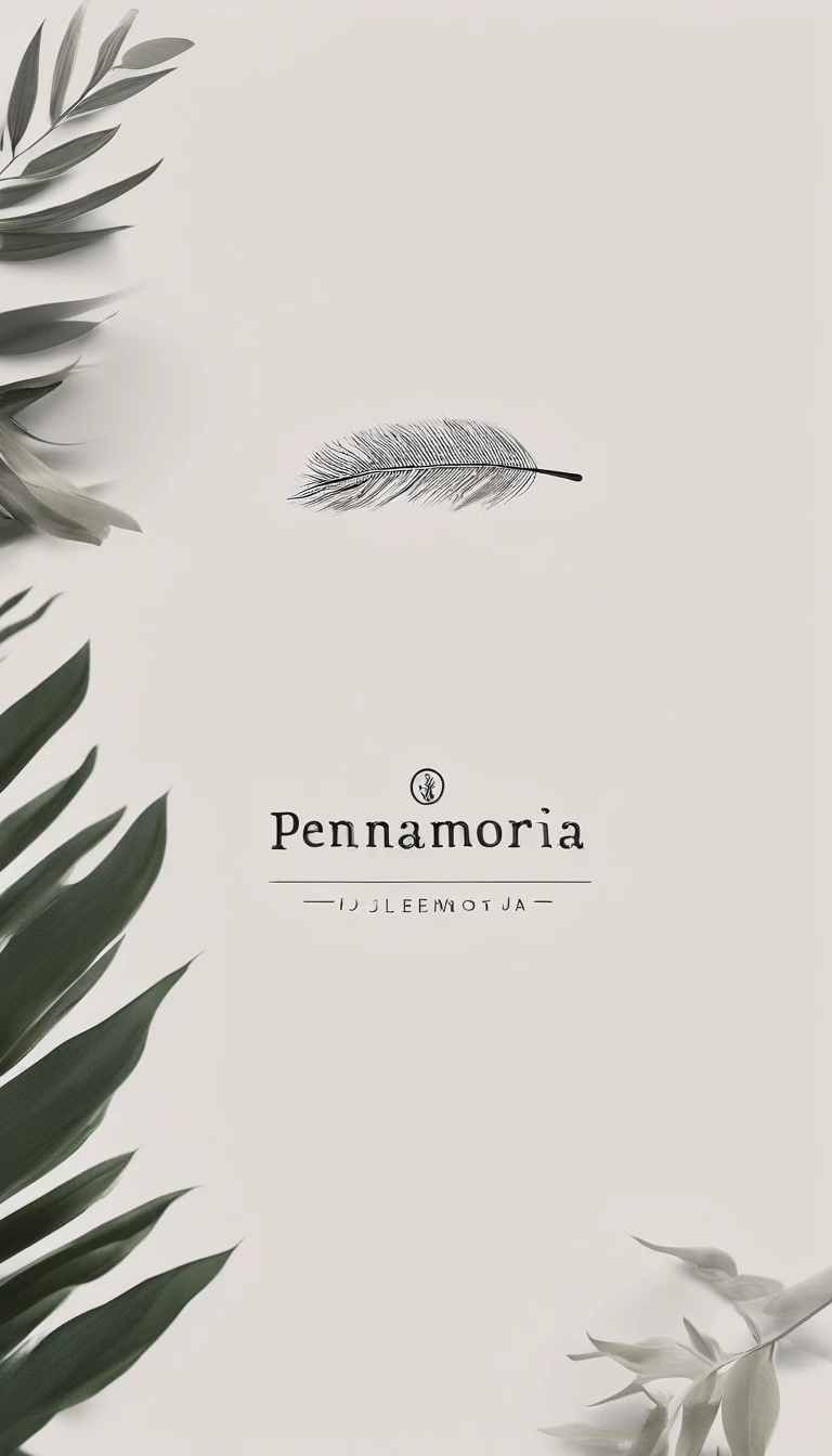 A minimal, modern, simple, cinematic logo design for the brand “Penamemoria". Create a modern, minimalistic, high-quality, logo of a feather that convey a sense of memories and dreams