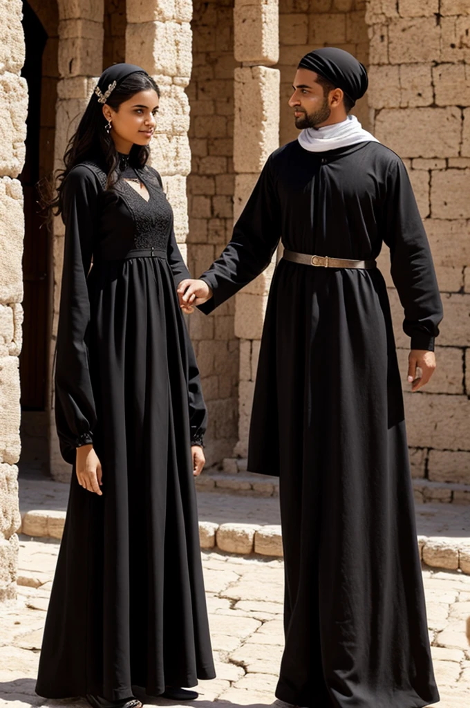 Could you create a black dress that is based on the clothing worn in Jerusalem?