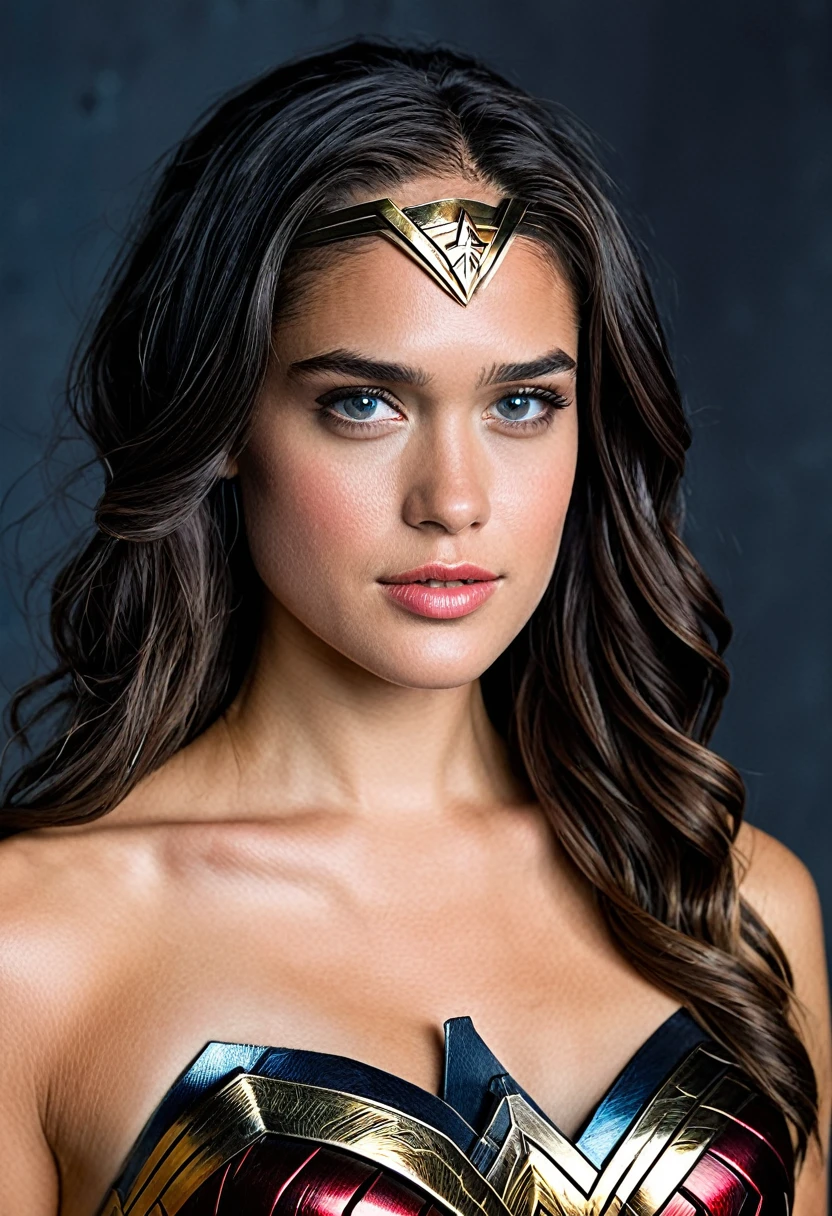 Very close up,(((Diaema wonder woman)))(((wonder woman))),(((Matilda Lutz))),(((long black hair))),(((With part of his head shaved))),bajo el manto de la Guerrera amazona wonder woman))),(((Front images))),(((Splash color images))),(((Traje Man Of Steel Movie))),(((long black hair))),(((With part of his head shaved))),(((long black hair))),(((Diaema wonder woman))),(((Tiara wonder woman))),(((front face images))),(((Tiara wonder woman))),(((Matilda Lutz)))