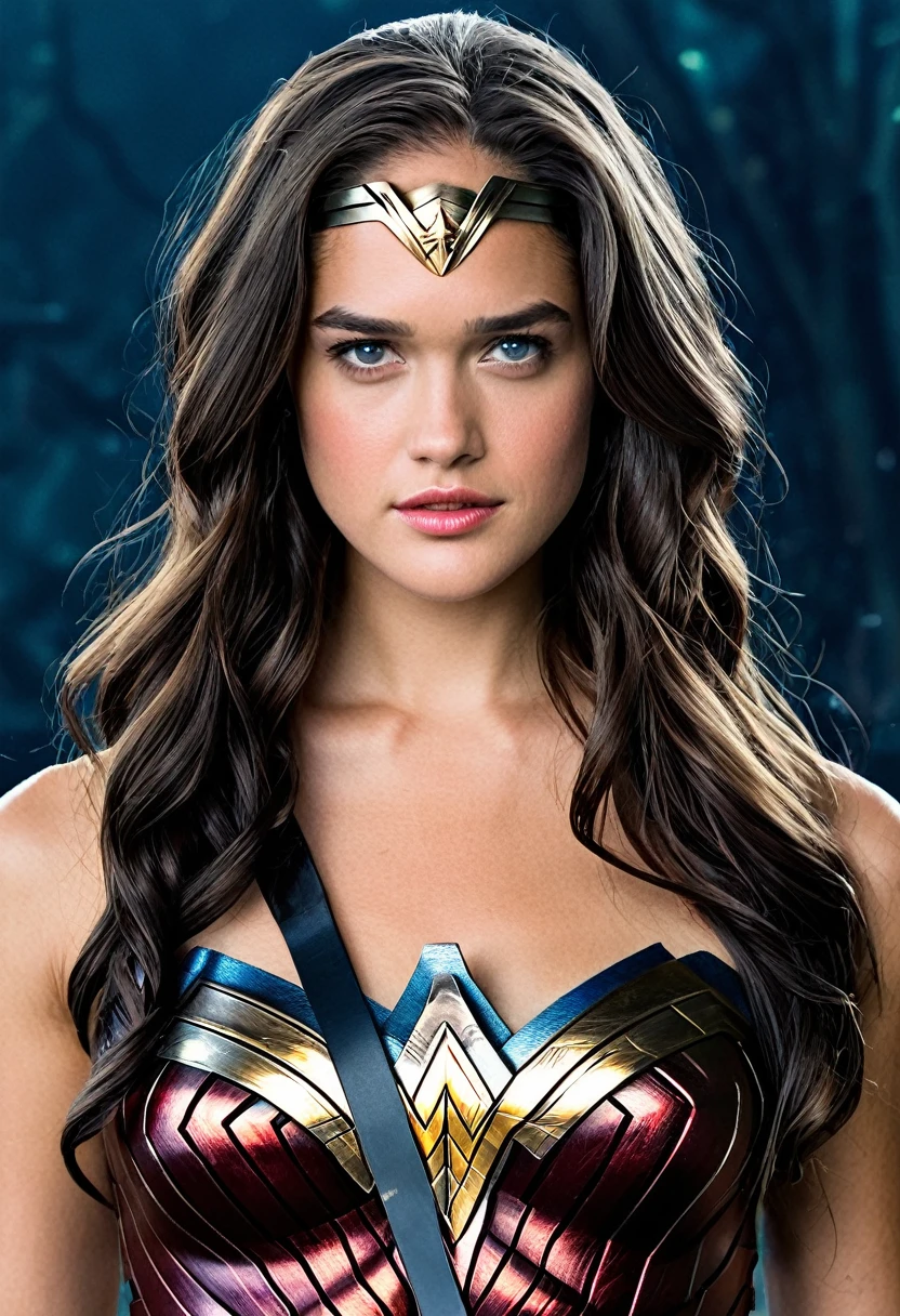 Very close up,(((Diaema wonder woman)))(((wonder woman))),(((Matilda Lutz))),(((long black hair))),(((With part of his head shaved))),bajo el manto de la Guerrera amazona wonder woman))),(((Front images))),(((Splash color images))),(((Traje Man Of Steel Movie))),(((long black hair))),(((With part of his head shaved))),(((long black hair))),(((Diaema wonder woman))),(((Tiara wonder woman))),(((front face images))),(((Tiara wonder woman))),(((Matilda Lutz)))