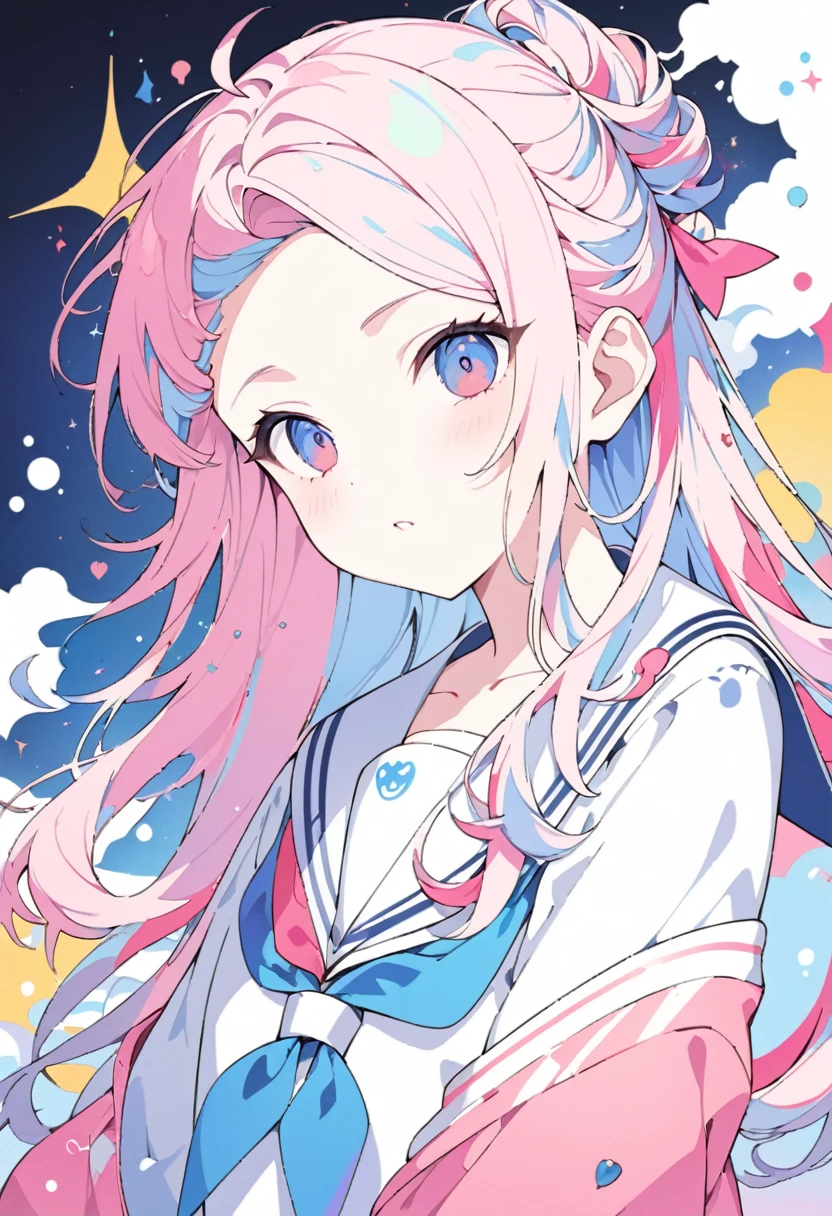 Momoko Sakura Style、8K quality、Intense watercolor, detailedな水彩アート, Watercolor splash, Surreal, Avant-garde pop art, Beautiful and expressive paintings, Beautiful artwork illustration, Very colorful tones, wonderful, Cool Beauty, Highest quality、Official Art, Vector art, Stylish design, (((The most beautiful 17 year old girl))),((Hairstyle with inner color)),((Sailor suit)) (((Highest quality))), High resolution, ((detailed)), (((Doodle Art)), ((masterpiece)), ((Super detailed)),,,((Sexual)),(((Background white)))