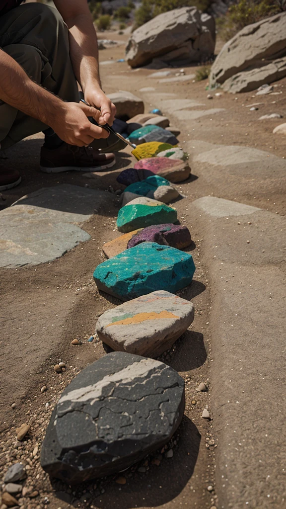 Create a multiple colours of rocks high and low